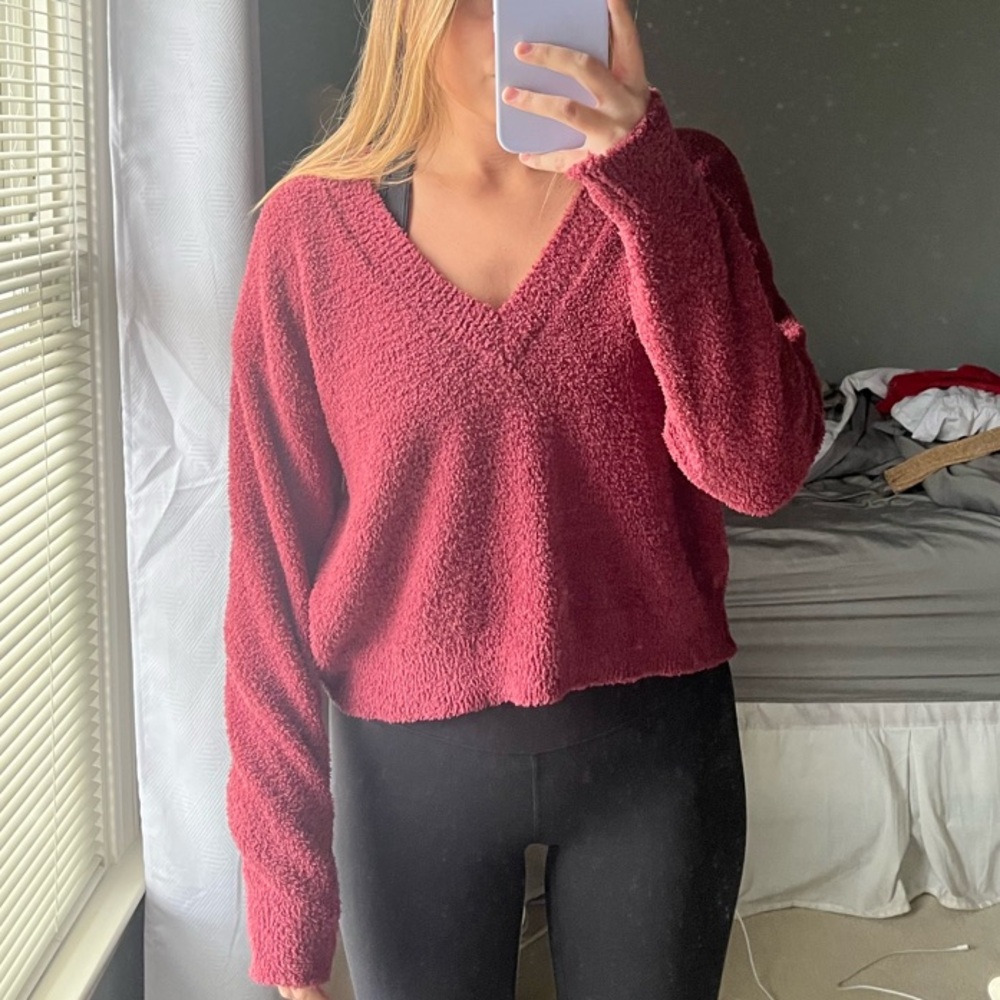 Cozy Burgundy V-Neck Sweater